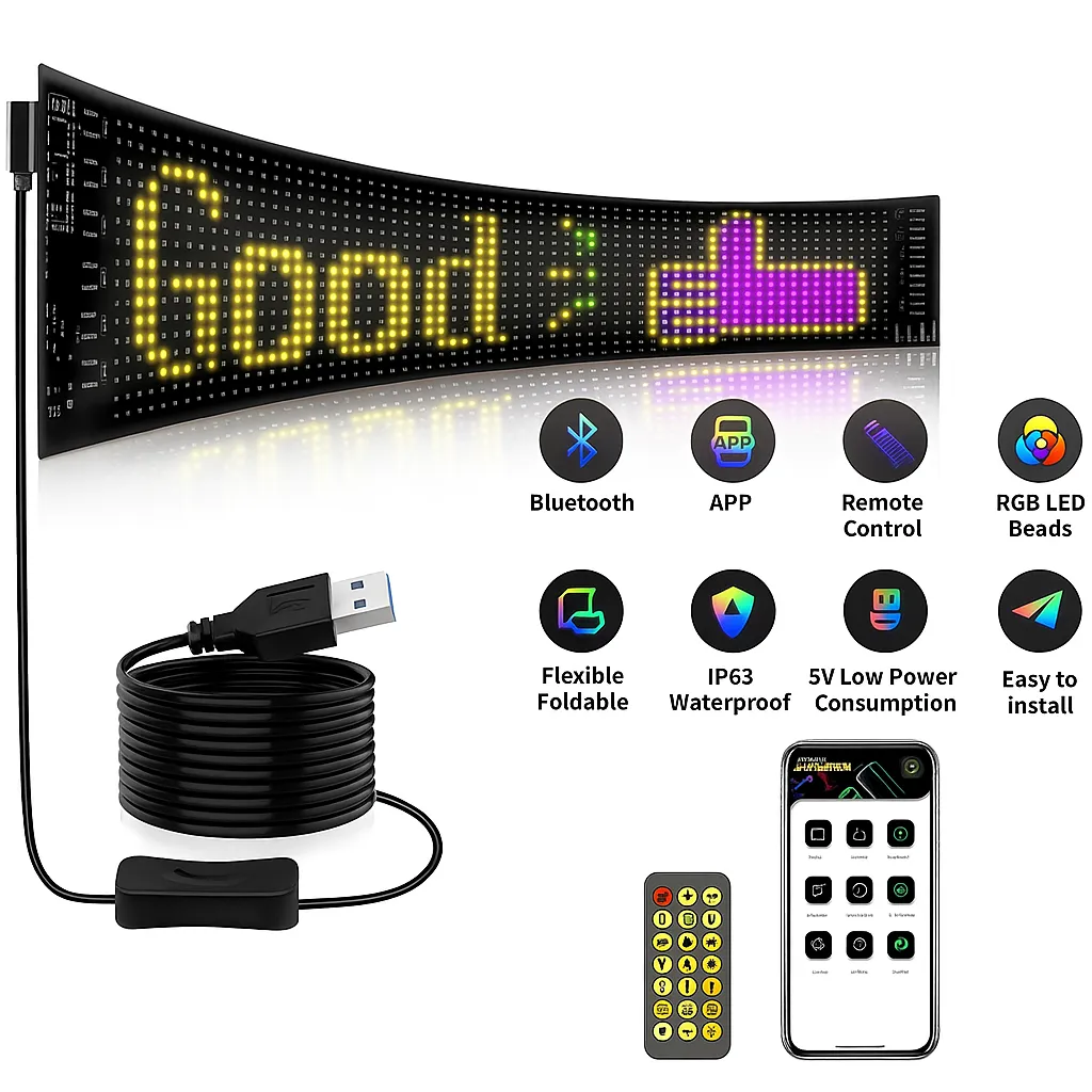 PR PANTALLAS led - pantalla led flexible de 60/90/130 cm, personalizada por aplicación desde dispositivo celular - Imagen 2