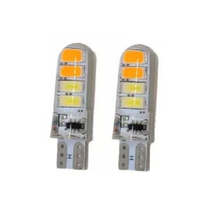 T10A-8LED W/Y cocuyo bayoneta 8led siliconado alta potencia funcion flasheo